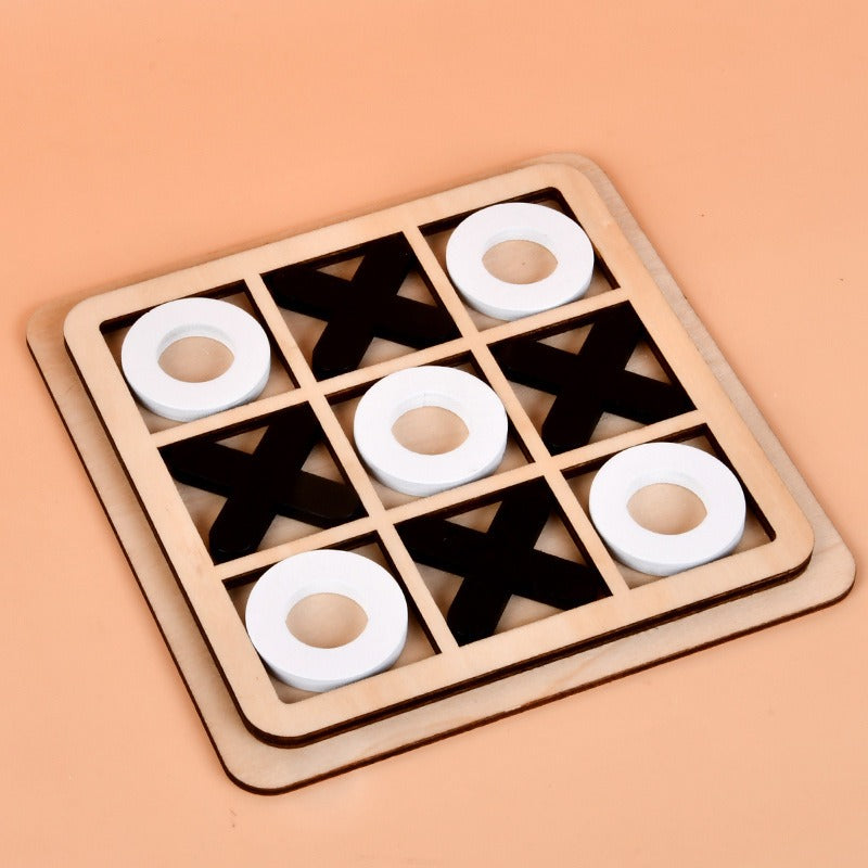 Wooden X and O Strategy Board Game for Kids – 14CM Educational Puzzle Toy