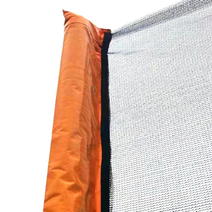 14FT Orange Powder-Coated Trampoline with Outer Safety Enclosure, Basketball Hoop, Ladder and Inflator