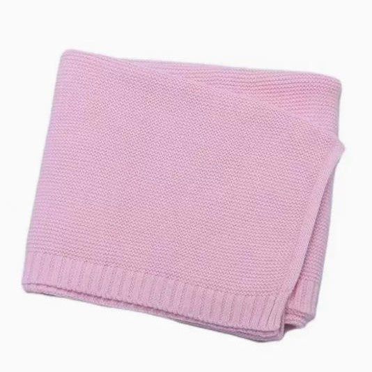 Cotton Knitted Baby Blanket with Embroidered Bear and Personalized Name, Soft Infant Car Seat Cover and Nap Blanket
