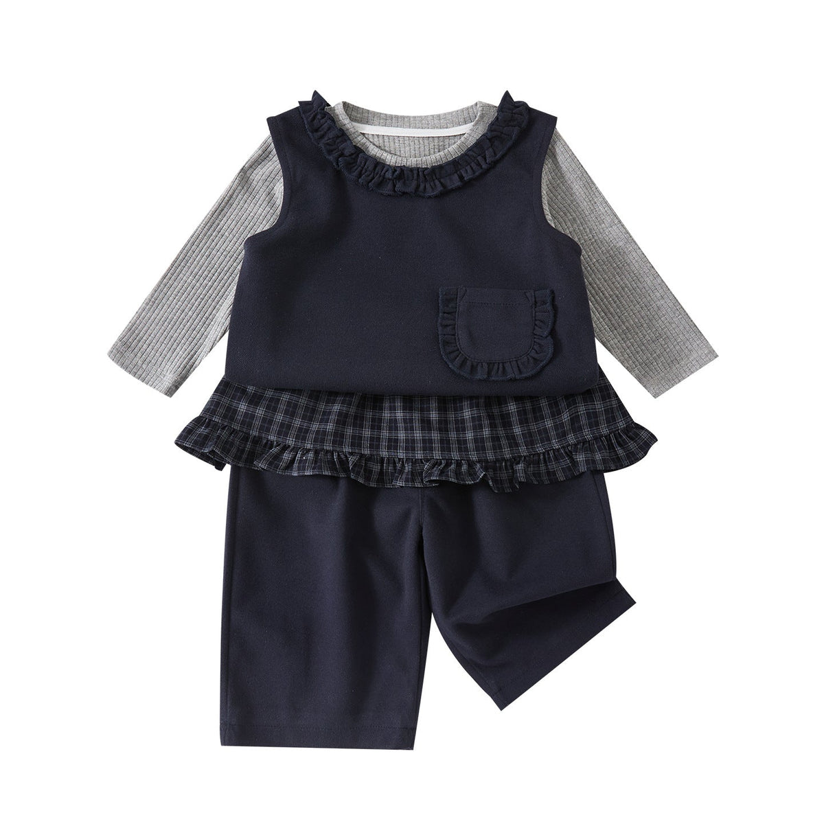 Checkered Diaper Cover and Wide Leg Pants Set