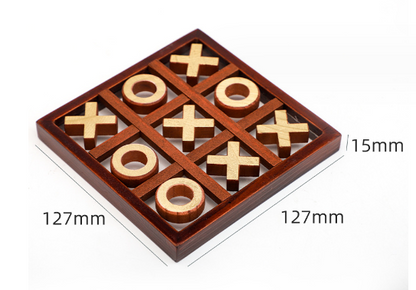 Wooden X and O Strategy Board Game for Kids – 14CM Educational Puzzle Toy