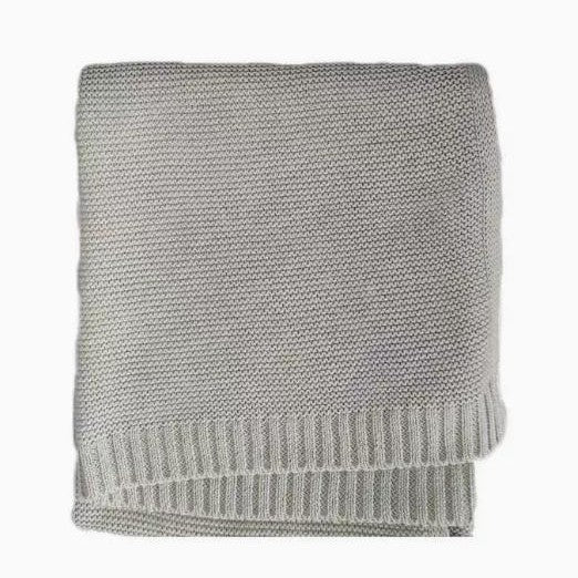 Cotton Knitted Baby Blanket with Embroidered Bear and Personalized Name, Soft Infant Car Seat Cover and Nap Blanket