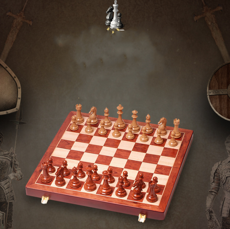 3-in-1 Wooden Travel Game Set with Chess, Checkers and Backgammon – 53CM Board