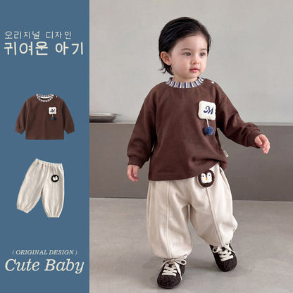 Outfit Set Simple Stripe Hoodie and Sweatpants Two-Piece Wear