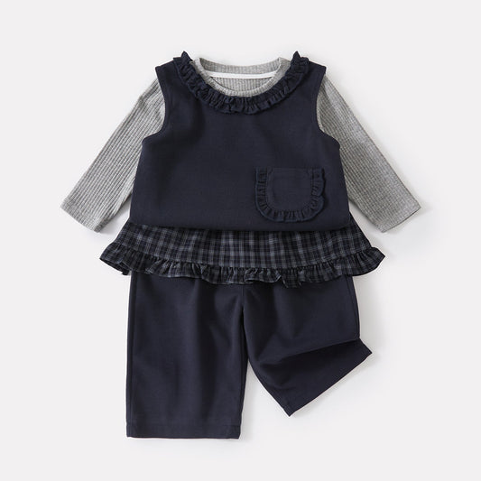 Checkered Diaper Cover and Wide Leg Pants Set