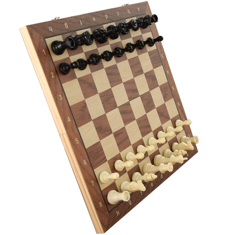 39CM Foldable Wooden Magnetic Chess Set with PVC Pieces for Kids and Beginners