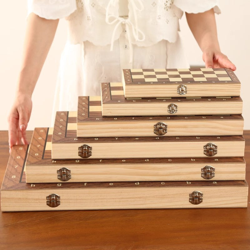 39CM Foldable Wooden Magnetic Chess Set with PVC Pieces for Kids and Beginners