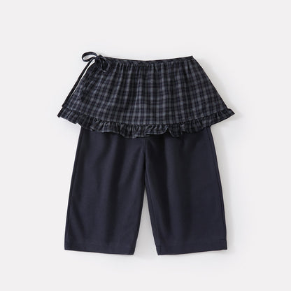 Checkered Diaper Cover and Wide Leg Pants Set