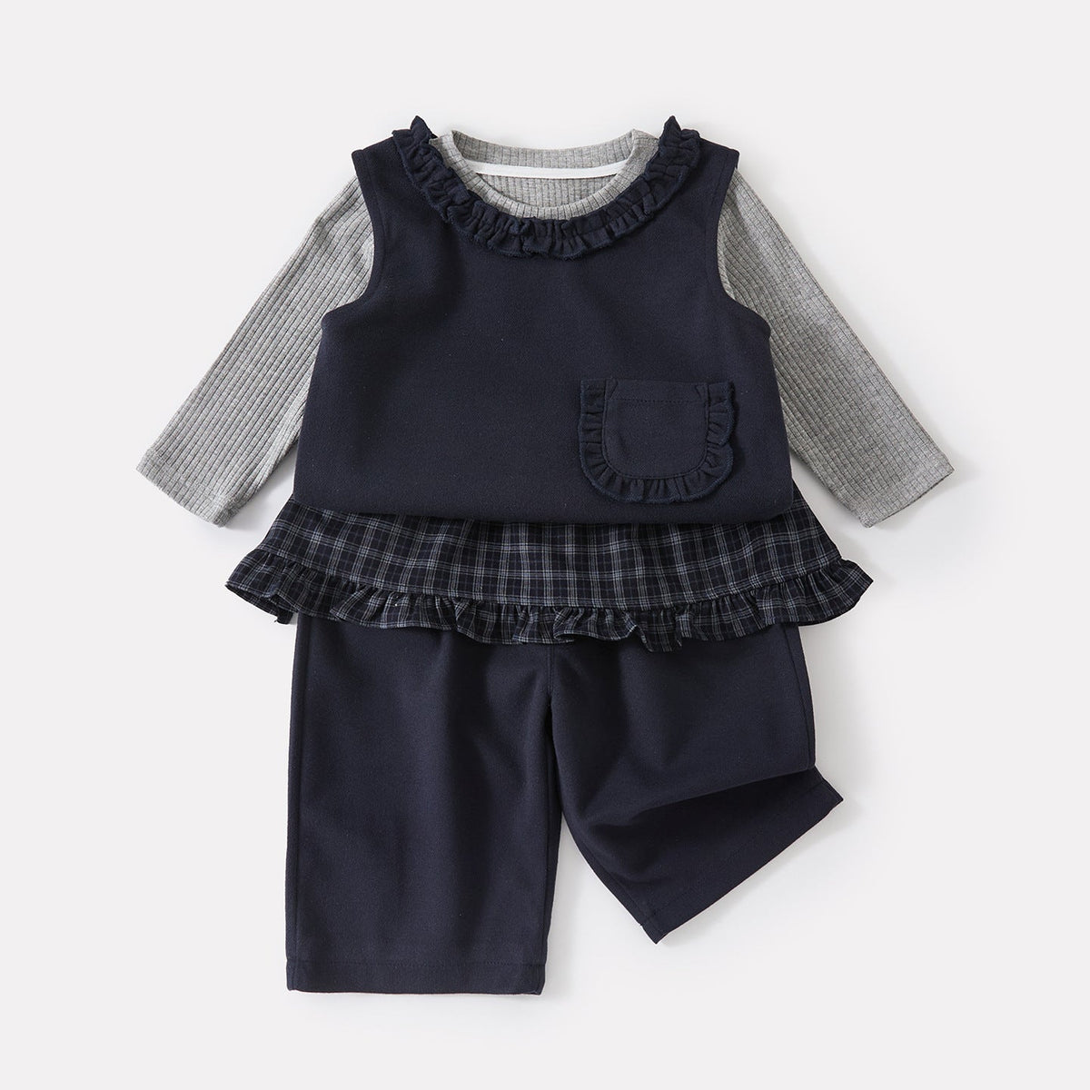 Checkered Diaper Cover and Wide Leg Pants Set