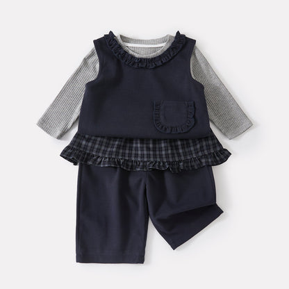 Checkered Diaper Cover and Wide Leg Pants Set
