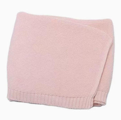 Cotton Knitted Baby Blanket with Embroidered Bear and Personalized Name, Soft Infant Car Seat Cover and Nap Blanket