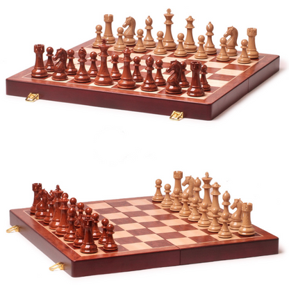 3-in-1 Wooden Travel Game Set with Chess, Checkers and Backgammon – 53CM Board